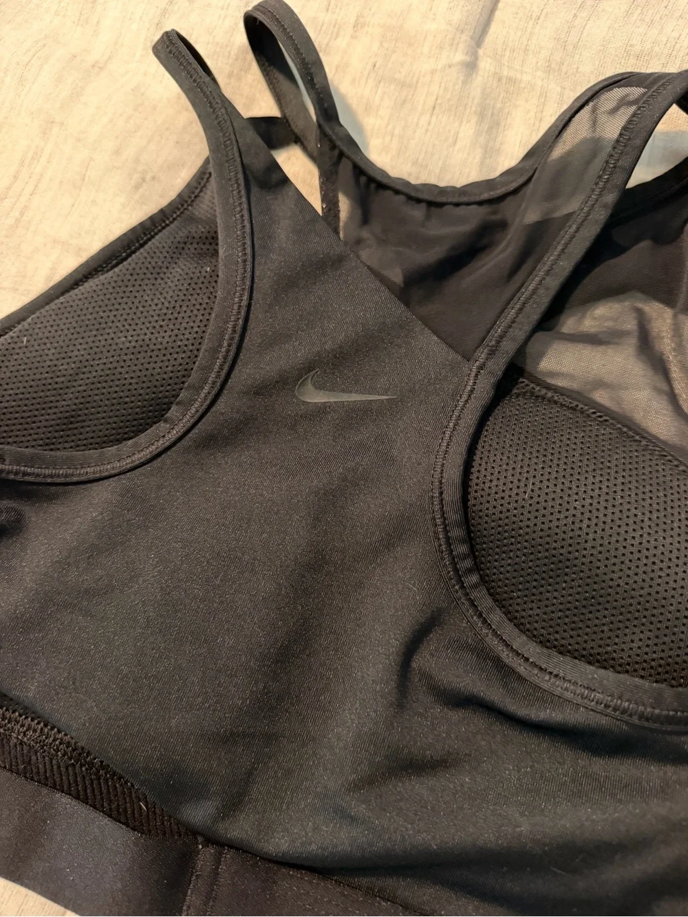 Nike Dry Fit Black Mesh Sports Bra with Medium to High Support
